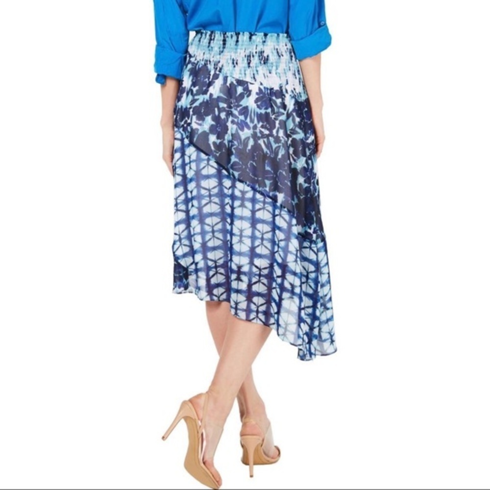 New INC Womens Printed Smocked Asymmetrical Skirt - Picture 2 of 2